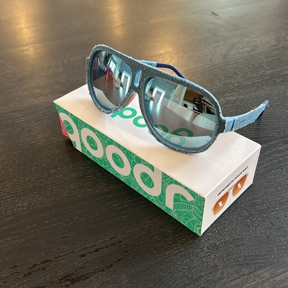 Goodr Limited Edition Super Fly Denim Aviator Glasses Denim Blue - Picture 5 of 11